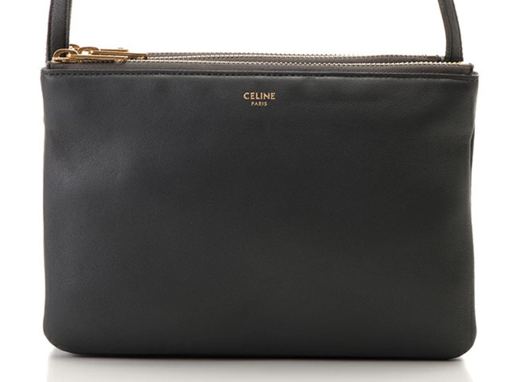 Celine Trio Bag Shoulder Pochette Lambskin Gray